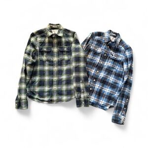 Abercrombie Muscle Button-up Flannel Boys Sz XL  Plaid 100% Cotton Lot Of 2